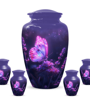 Purple Pink Butterfly Urn for Human Ashes | Elegant Purple Pink Butterfly Cremation Urn