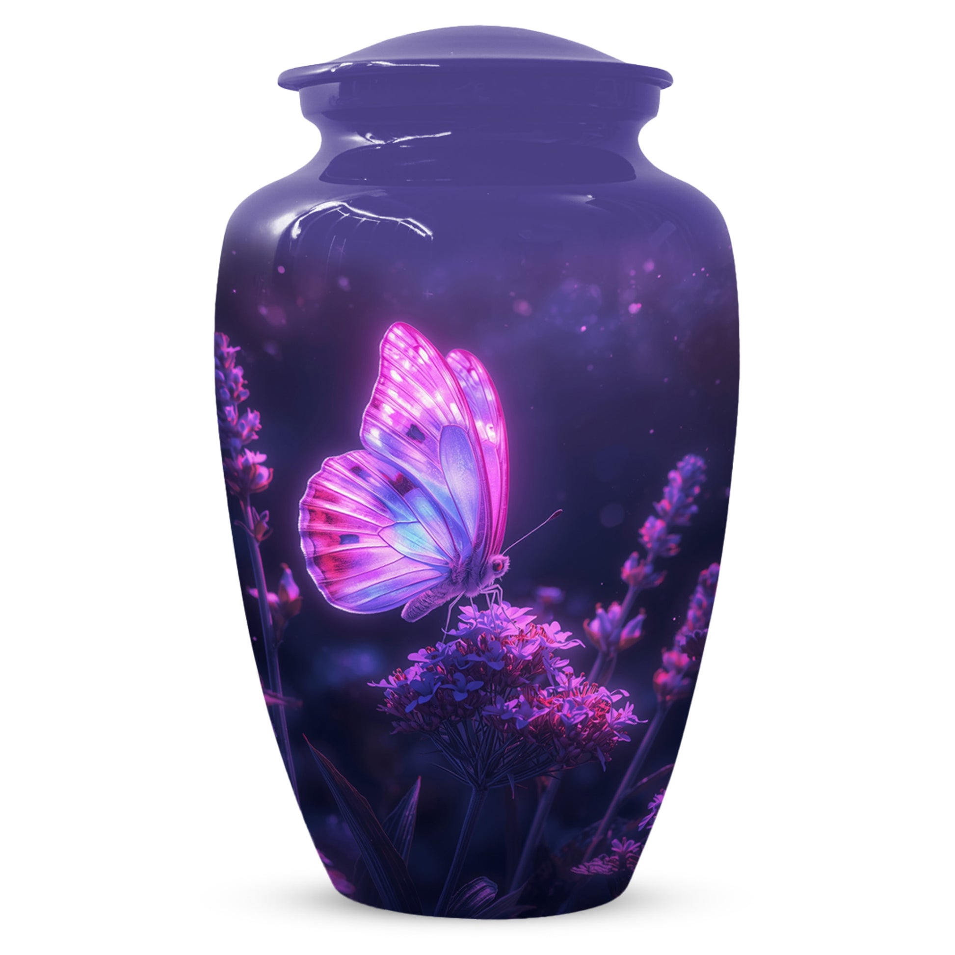 Purple Pink Butterfly Urn for Human Ashes | Elegant Purple Pink Butterfly Cremation Urn