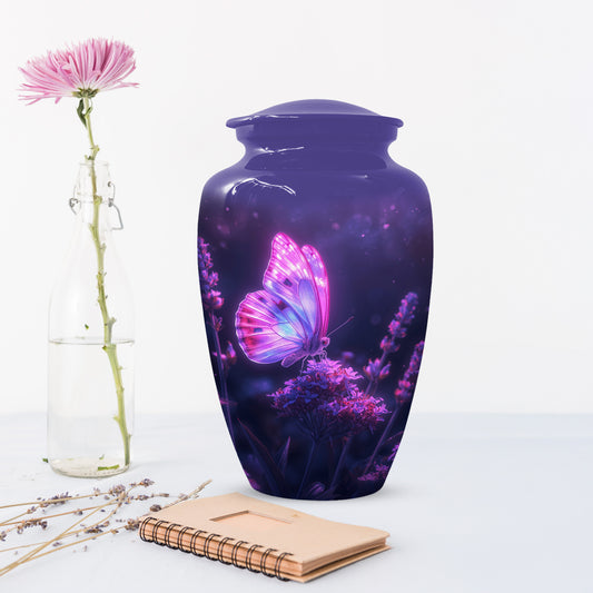 Purple Pink Butterfly Urn for Human Ashes | Elegant Purple Pink Butterfly Cremation Urn
