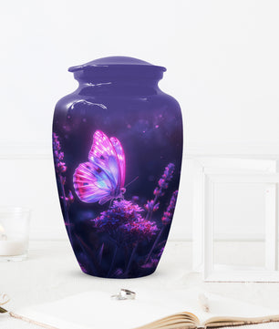 Purple Pink Butterfly Urn for Human Ashes | Elegant Purple Pink Butterfly Cremation Urn