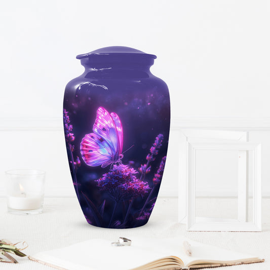 Purple Pink Butterfly Urn for Human Ashes | Elegant Purple Pink Butterfly Cremation Urn