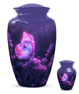 Purple Pink Butterfly Urn for Human Ashes | Elegant Purple Pink Butterfly Cremation Urn