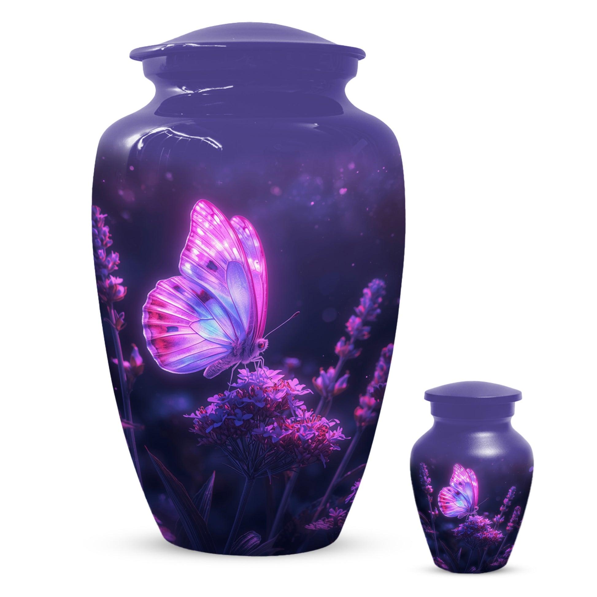 Purple Pink Butterfly Urn for Human Ashes | Elegant Purple Pink Butterfly Cremation Urn