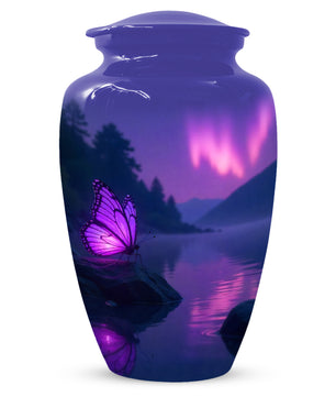 Purple Butterfly Purple Urn for Human Ashes | Elegant Purple Butterfly Cremation Urn for Adult Ashes