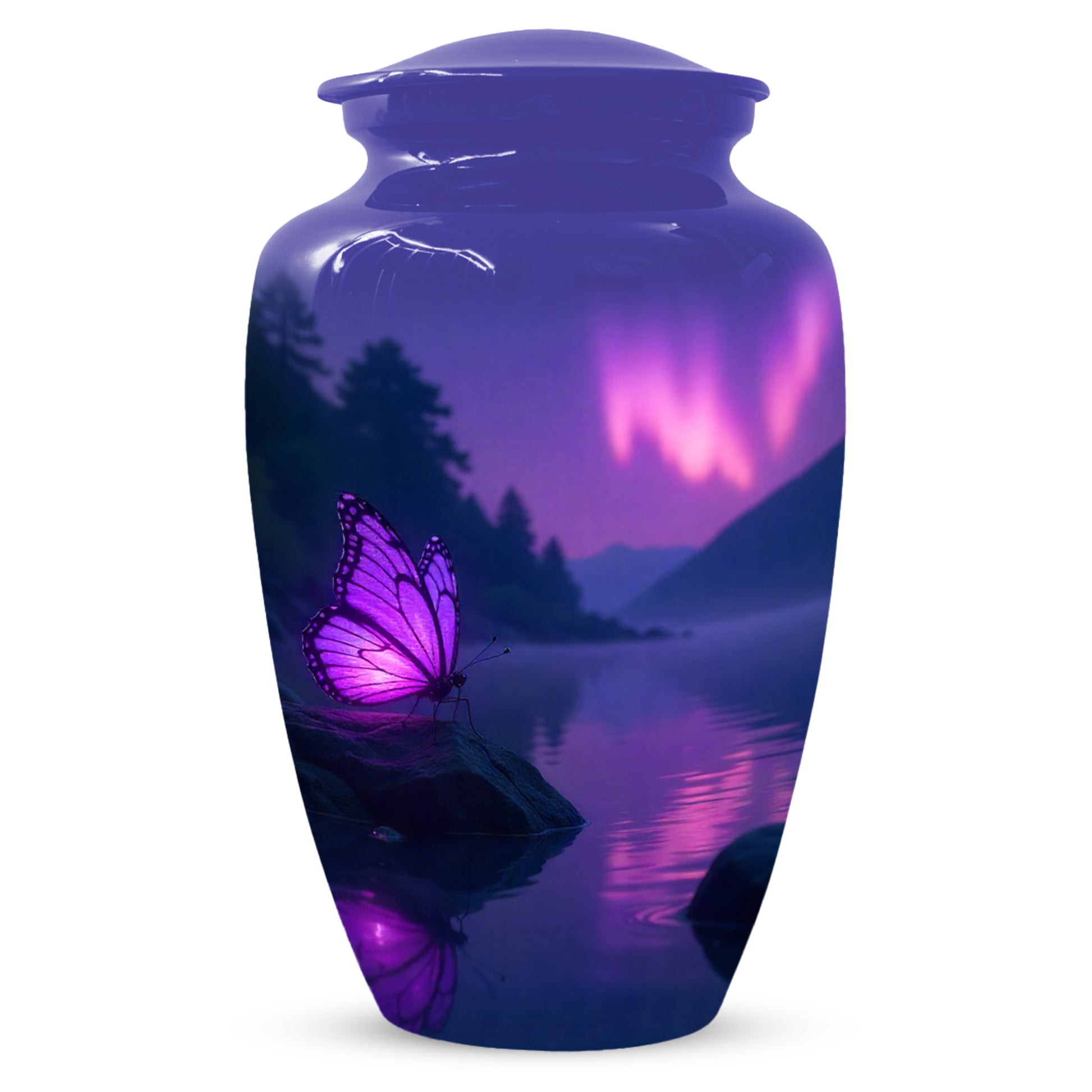 Purple Butterfly Purple Urn for Human Ashes | Elegant Purple Butterfly Cremation Urn for Adult Ashes