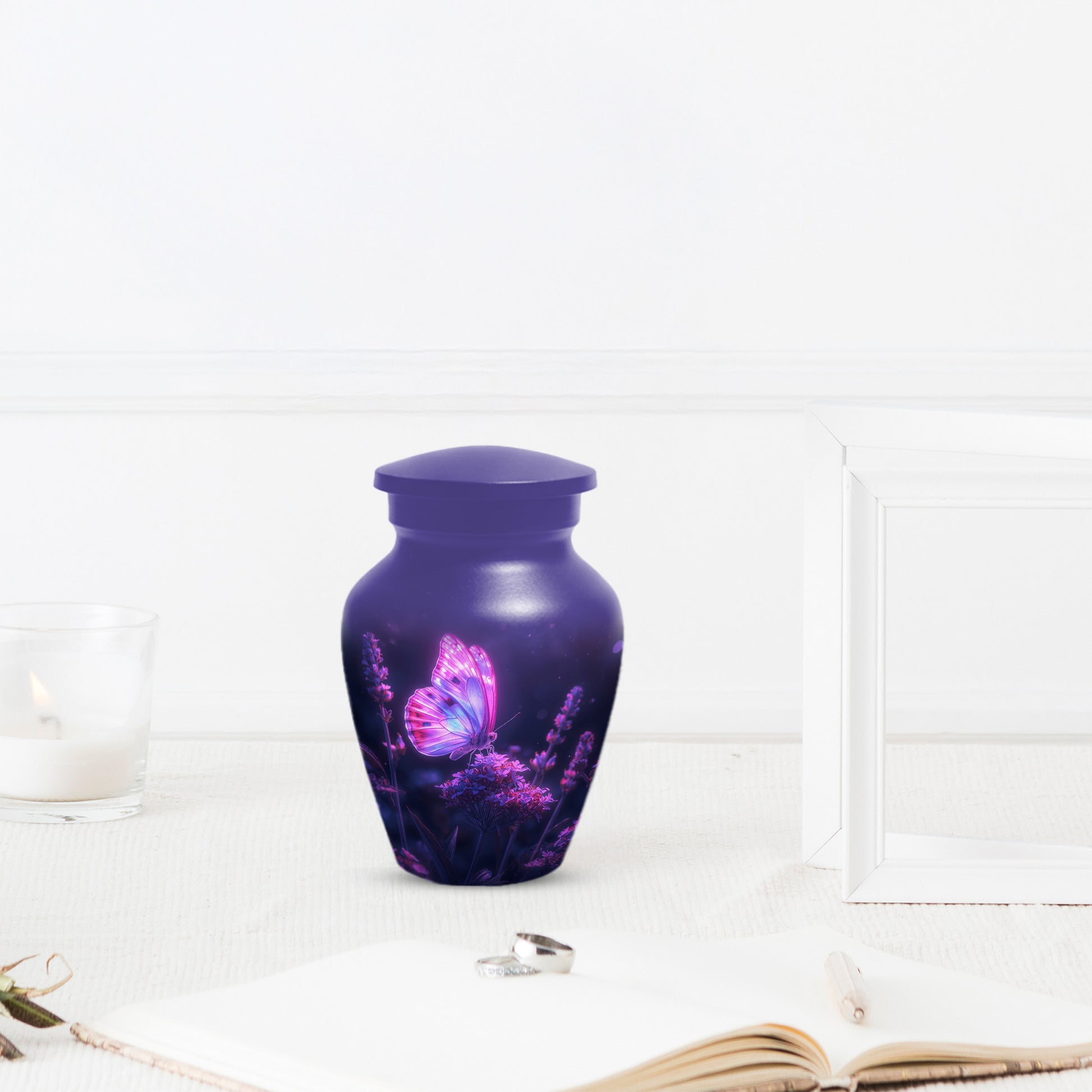 Purple Pink Butterfly Urn for Human Ashes | Elegant Purple Pink Butterfly Cremation Urn