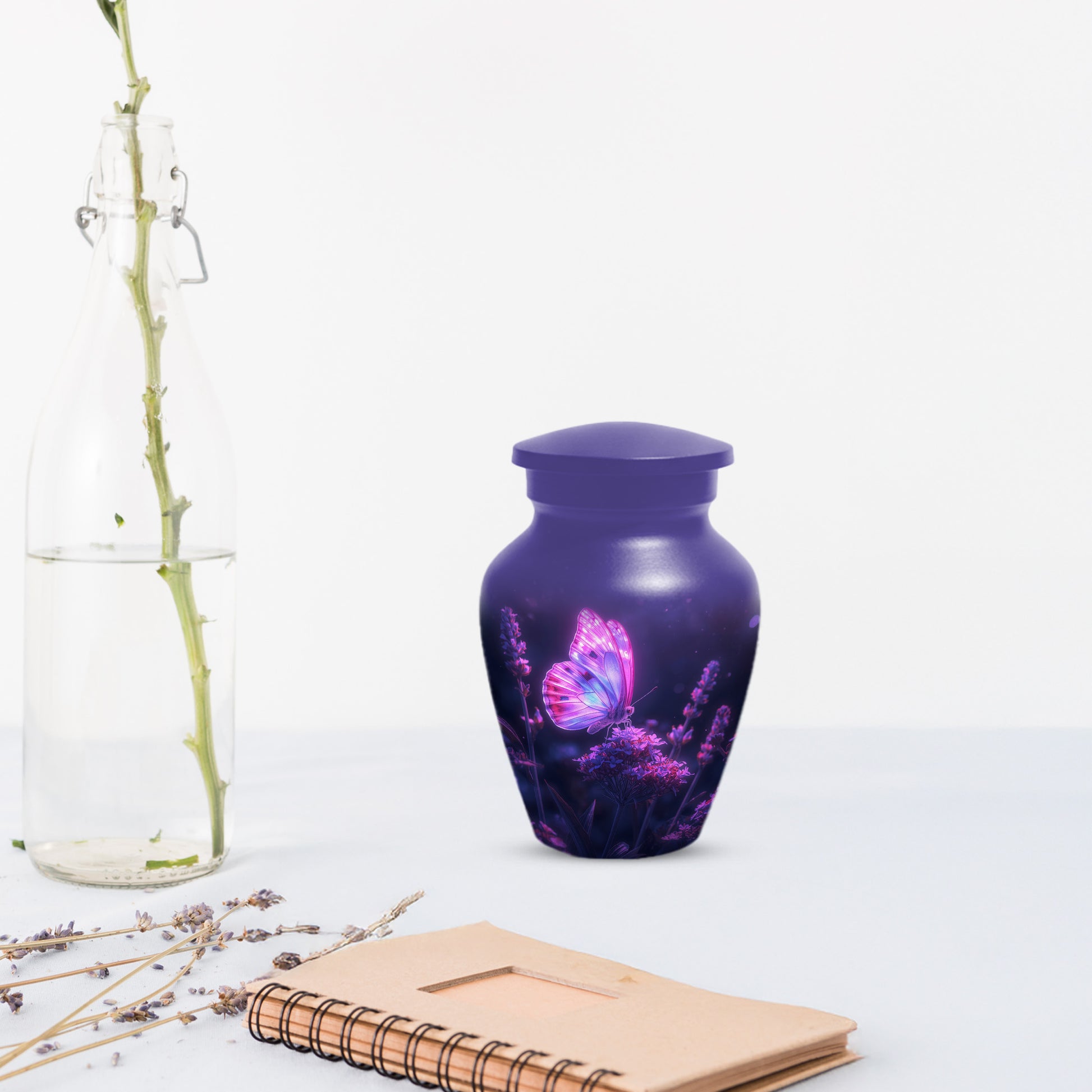 Purple Pink Butterfly Urn for Human Ashes | Elegant Purple Pink Butterfly Cremation Urn