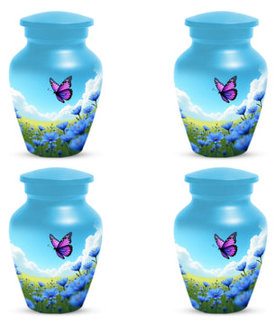 Pink Butterfly Blue Meadow Funeral Urns for Adult Female | Butterfly Cremation Urn for Human Ashes Memorial