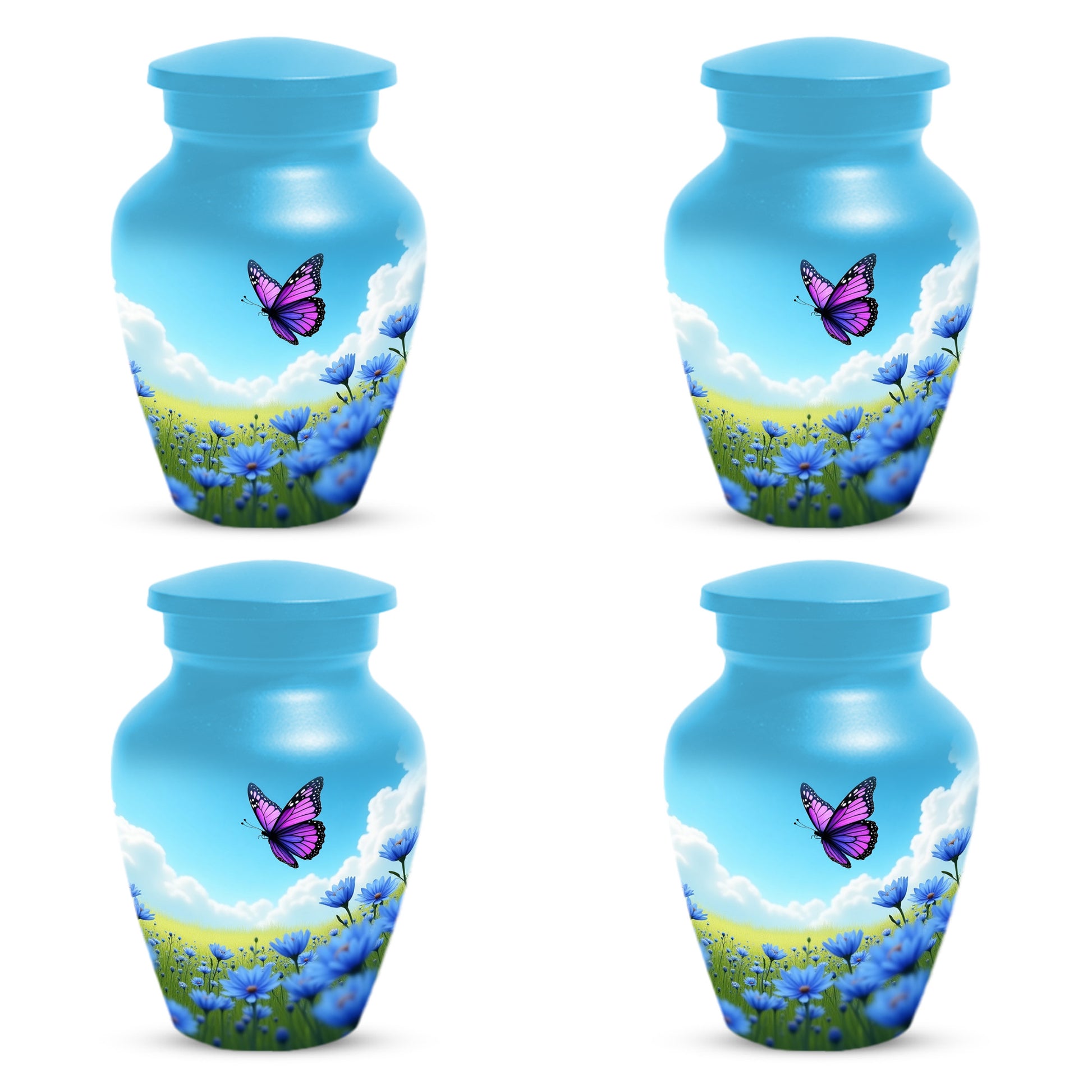 Pink Butterfly Blue Meadow Funeral Urns for Adult Female | Butterfly Cremation Urn for Human Ashes Memorial