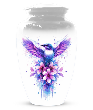 Hummingbird Cremation Urn for Mom | Personalized Floral Memorial Urn for Human Ashes