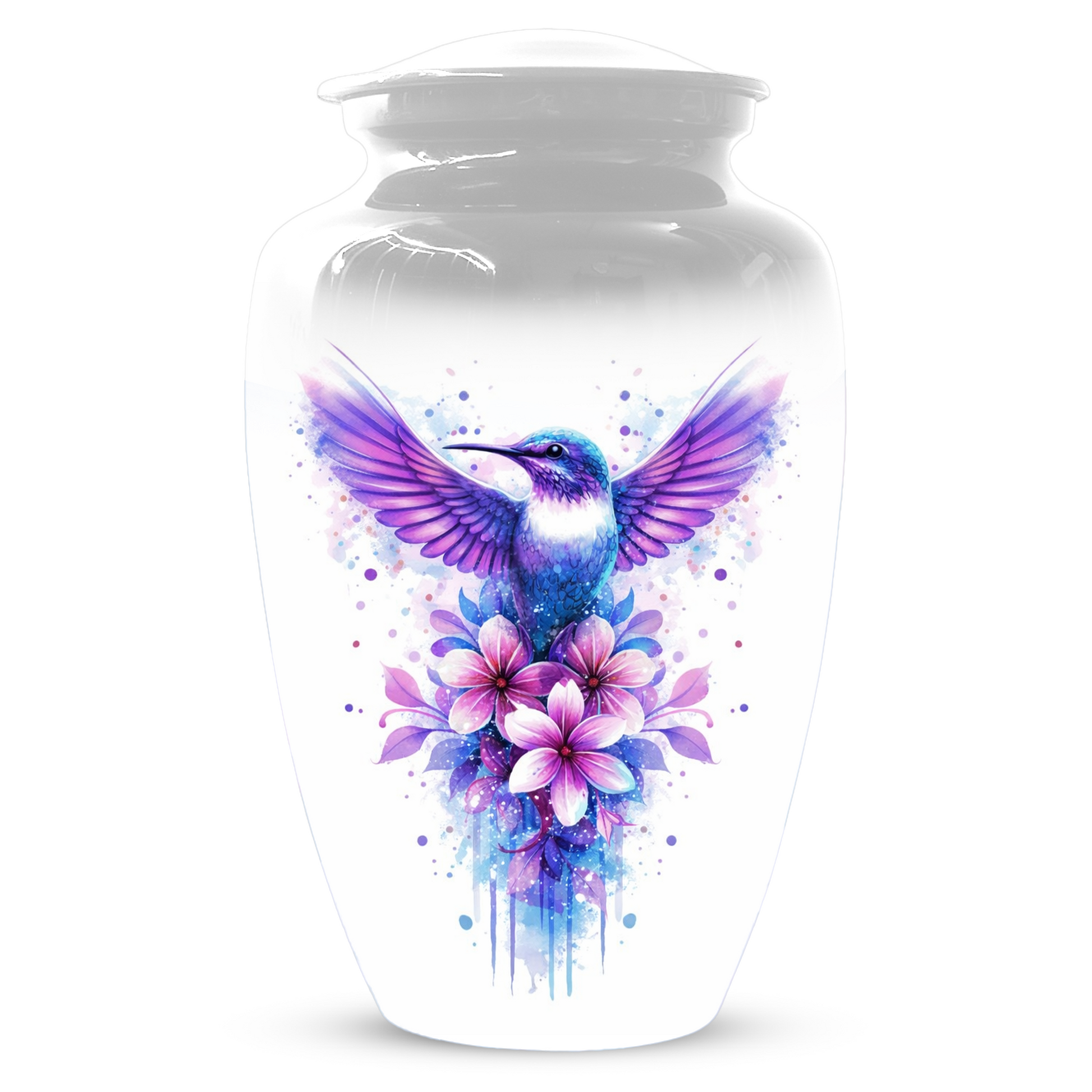 Hummingbird Cremation Urn for Mom | Personalized Floral Memorial Urn for Human Ashes