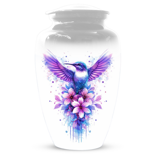 Hummingbird Cremation Urn for Mom | Personalized Floral Memorial Urn for Human Ashes