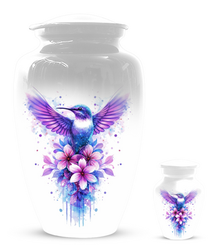 Hummingbird Cremation Urn for Mom | Personalized Floral Memorial Urn for Human Ashes