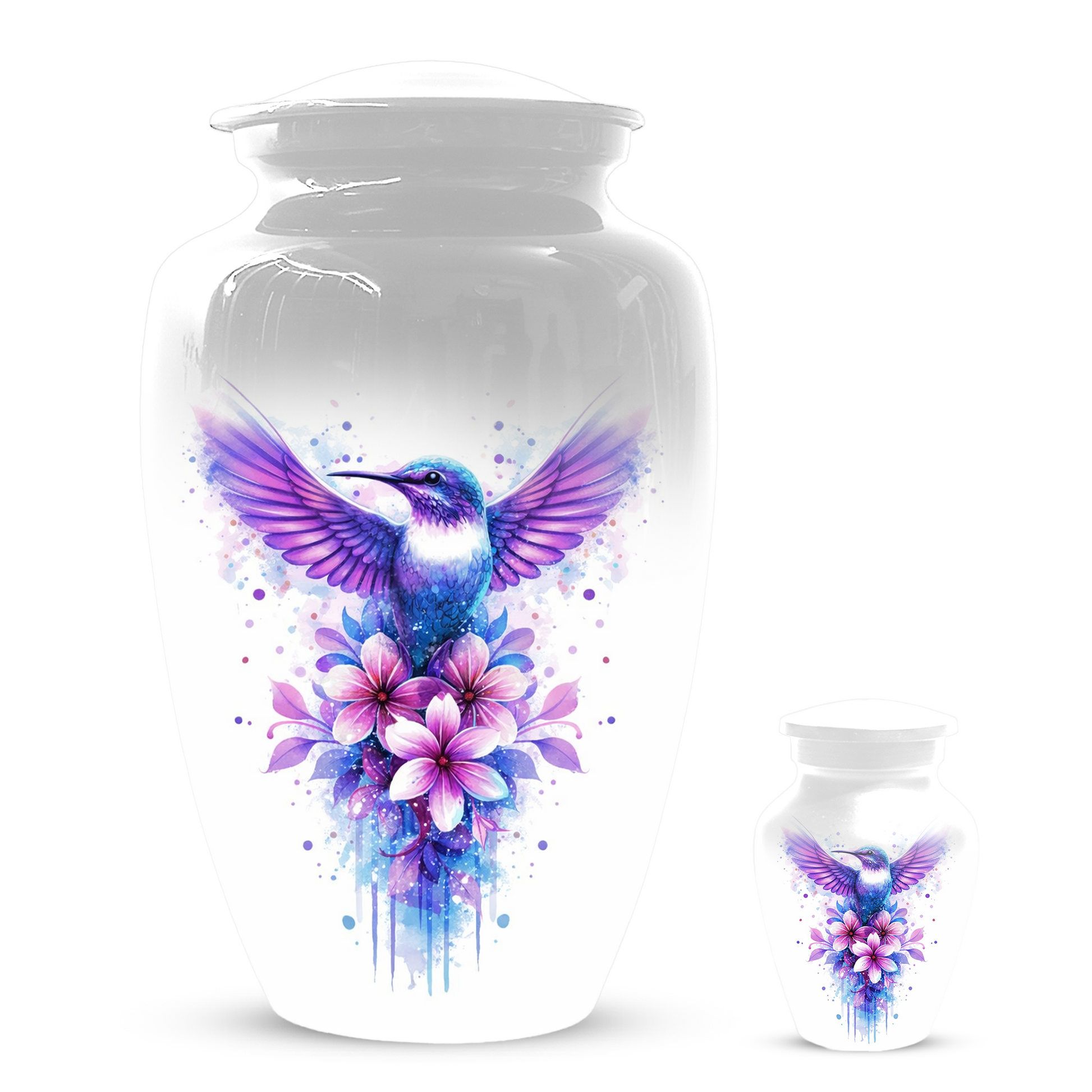 Hummingbird Cremation Urn for Mom | Personalized Floral Memorial Urn for Human Ashes
