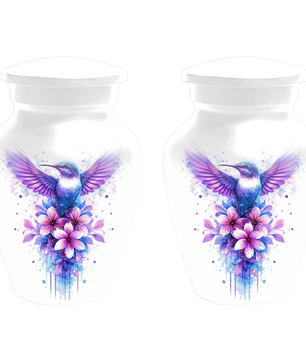 Hummingbird Cremation Urn for Mom | Personalized Floral Memorial Urn for Human Ashes