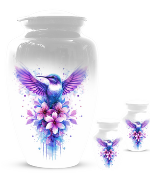 Hummingbird Cremation Urn for Mom | Personalized Floral Memorial Urn for Human Ashes