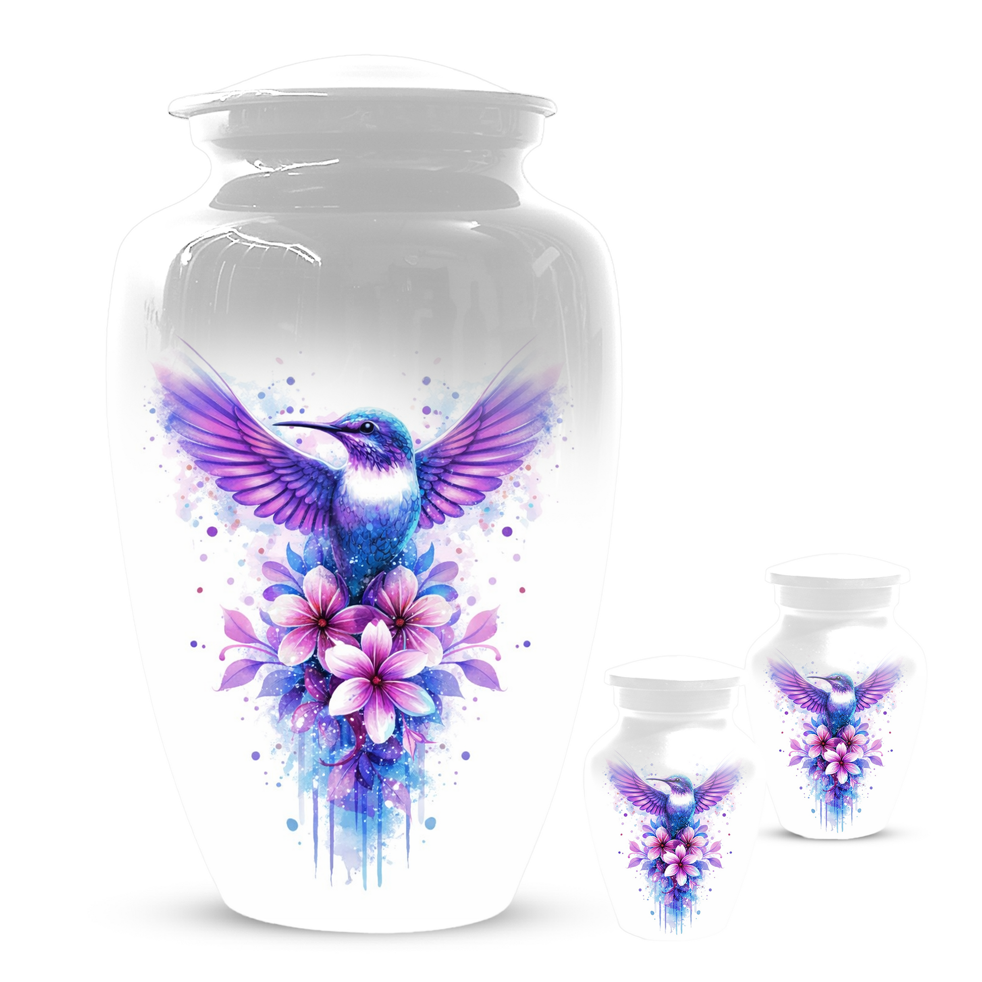Hummingbird Cremation Urn for Mom | Personalized Floral Memorial Urn for Human Ashes
