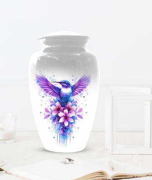 Hummingbird Cremation Urn for Mom | Personalized Floral Memorial Urn for Human Ashes