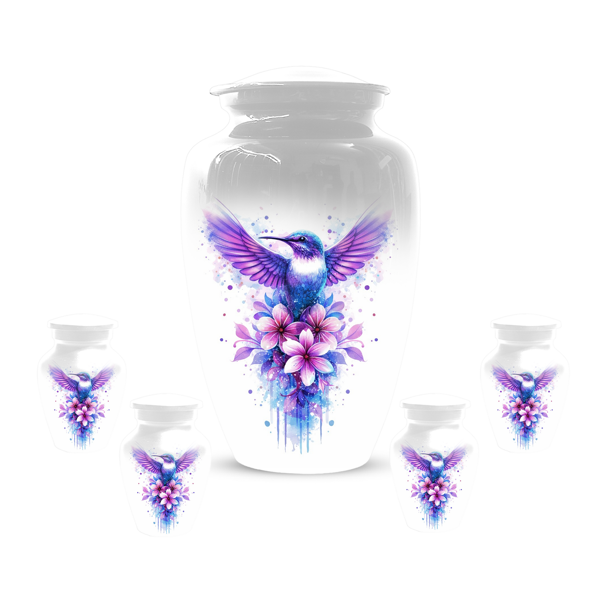 Hummingbird Cremation Urn for Mom | Personalized Floral Memorial Urn for Human Ashes