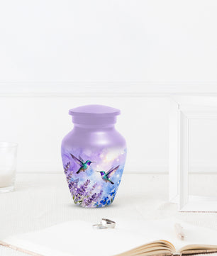 Hummingbird Lavender Adult Urn for Human Ashes | Floral Bird Cremation Urn for Women & Mom
