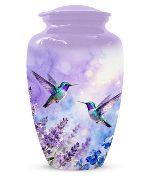 Hummingbird Lavender Adult Urn for Human Ashes | Floral Bird Cremation Urn for Women & Mom