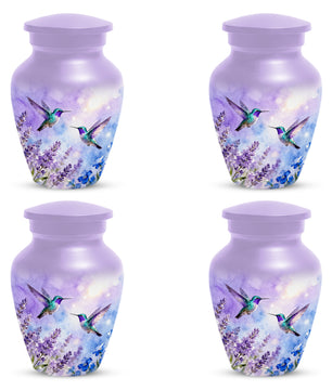 Hummingbird Lavender Adult Urn for Human Ashes | Floral Bird Cremation Urn for Women & Mom