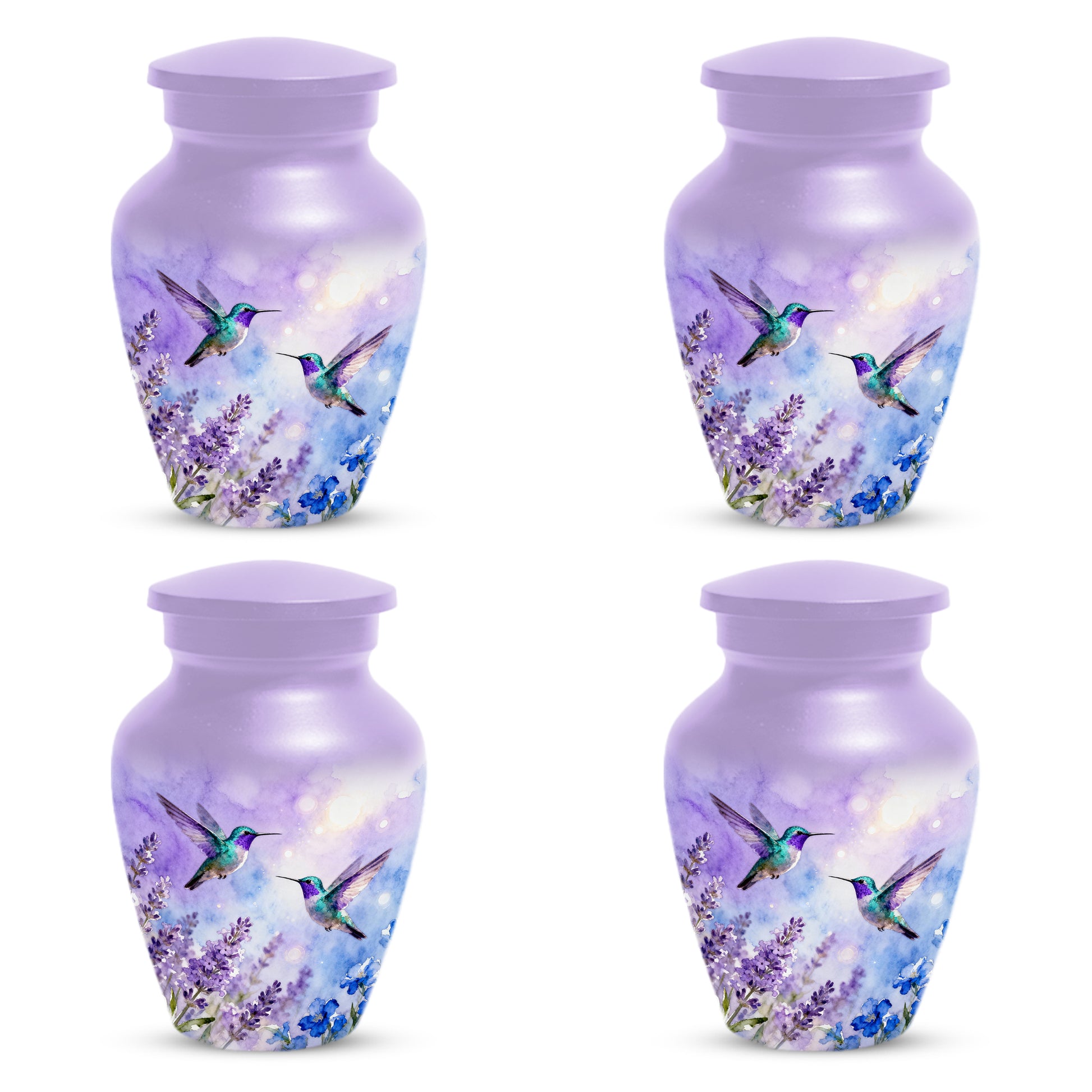 Hummingbird Lavender Adult Urn for Human Ashes | Floral Bird Cremation Urn for Women & Mom