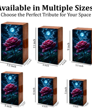 Red Rose Urn For Human Ashes - Personalized Flower Funeral Urns For Male & Female