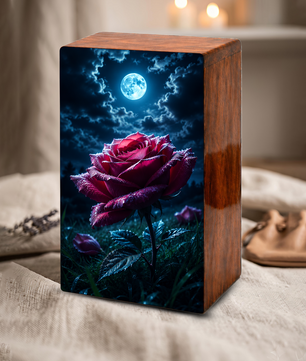 Red Rose Urn For Human Ashes - Personalized Flower Funeral Urns For Male & Female