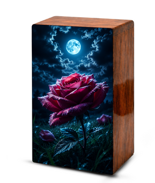 Red Rose Urn For Human Ashes - Personalized Flower Funeral Urns For Male & Female