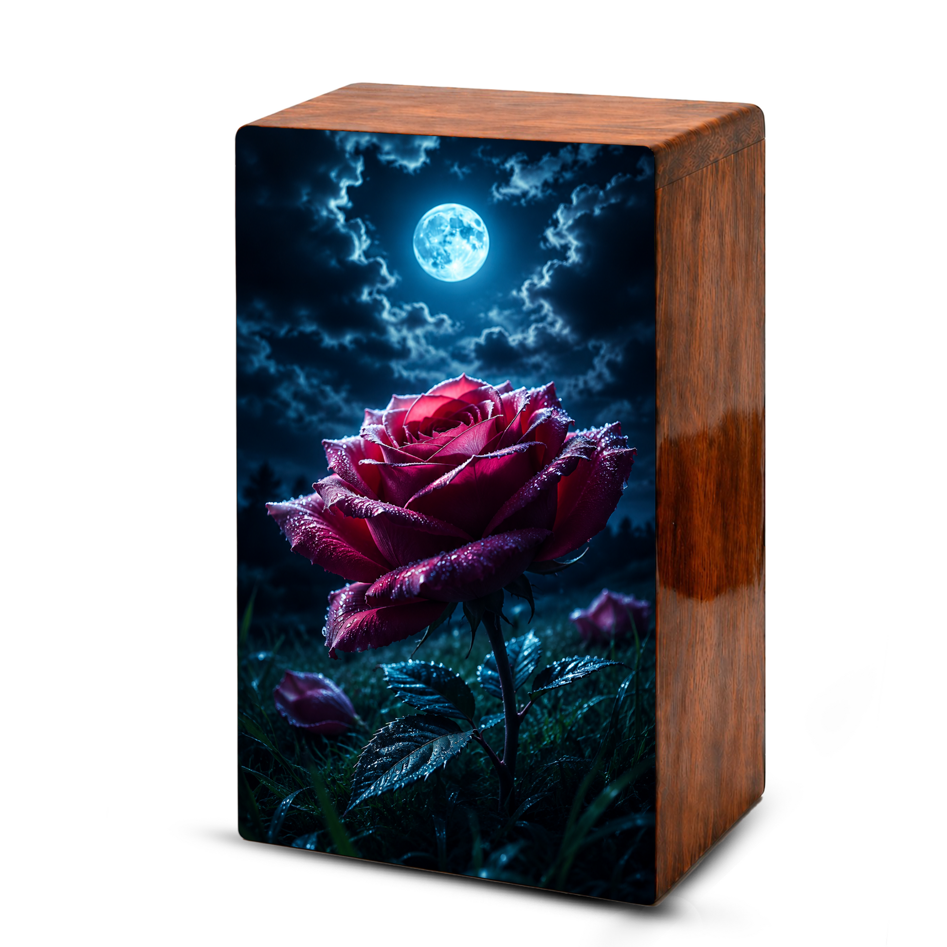 Red Rose Urn For Human Ashes - Personalized Flower Funeral Urns For Male & Female