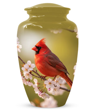 Cardinal Bird Cremation Urn for Human Ashes | Red Cardinal Memorial Adult Urn