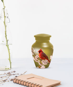 Cardinal Bird Cremation Urn for Human Ashes | Red Cardinal Memorial Adult Urn