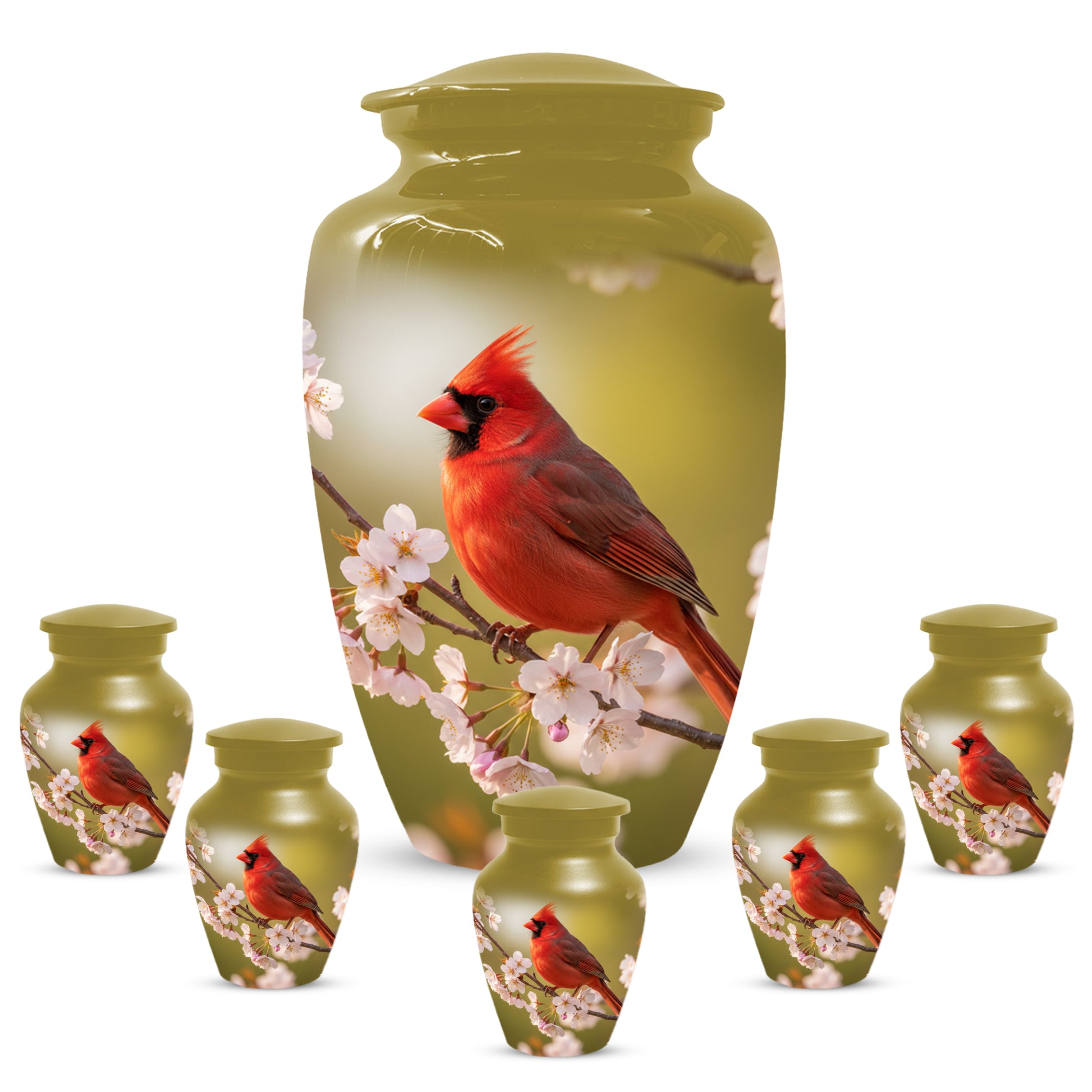 Cardinal Bird Cremation Urn for Human Ashes | Red Cardinal Memorial Adult Urn
