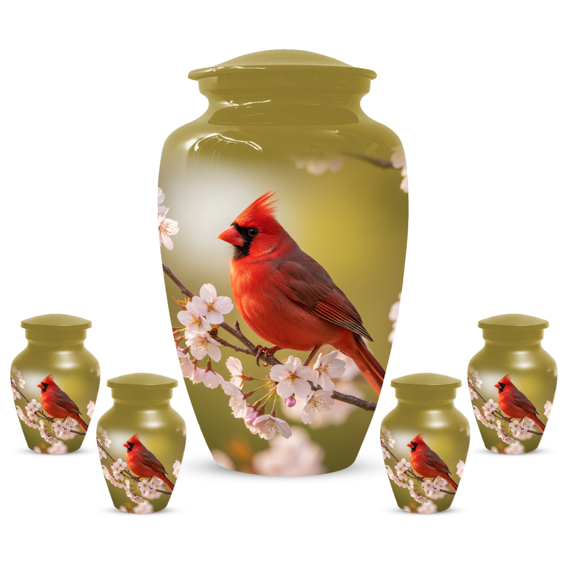 Cardinal Bird Cremation Urn for Human Ashes | Red Cardinal Memorial Adult Urn