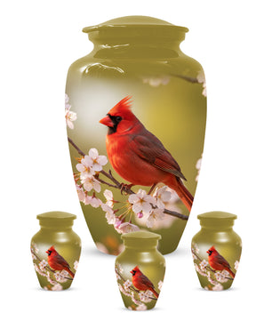 Cardinal Bird Cremation Urn for Human Ashes | Red Cardinal Memorial Adult Urn