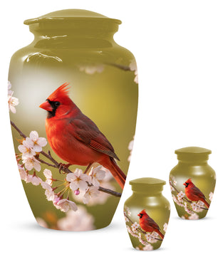 Cardinal Bird Cremation Urn for Human Ashes | Red Cardinal Memorial Adult Urn