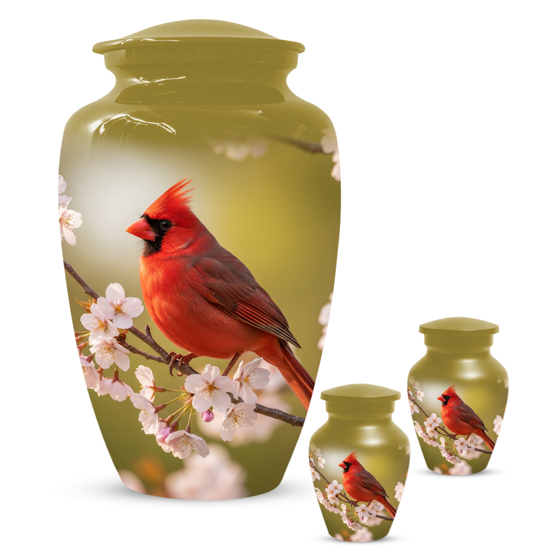 Cardinal Bird Cremation Urn for Human Ashes | Red Cardinal Memorial Adult Urn
