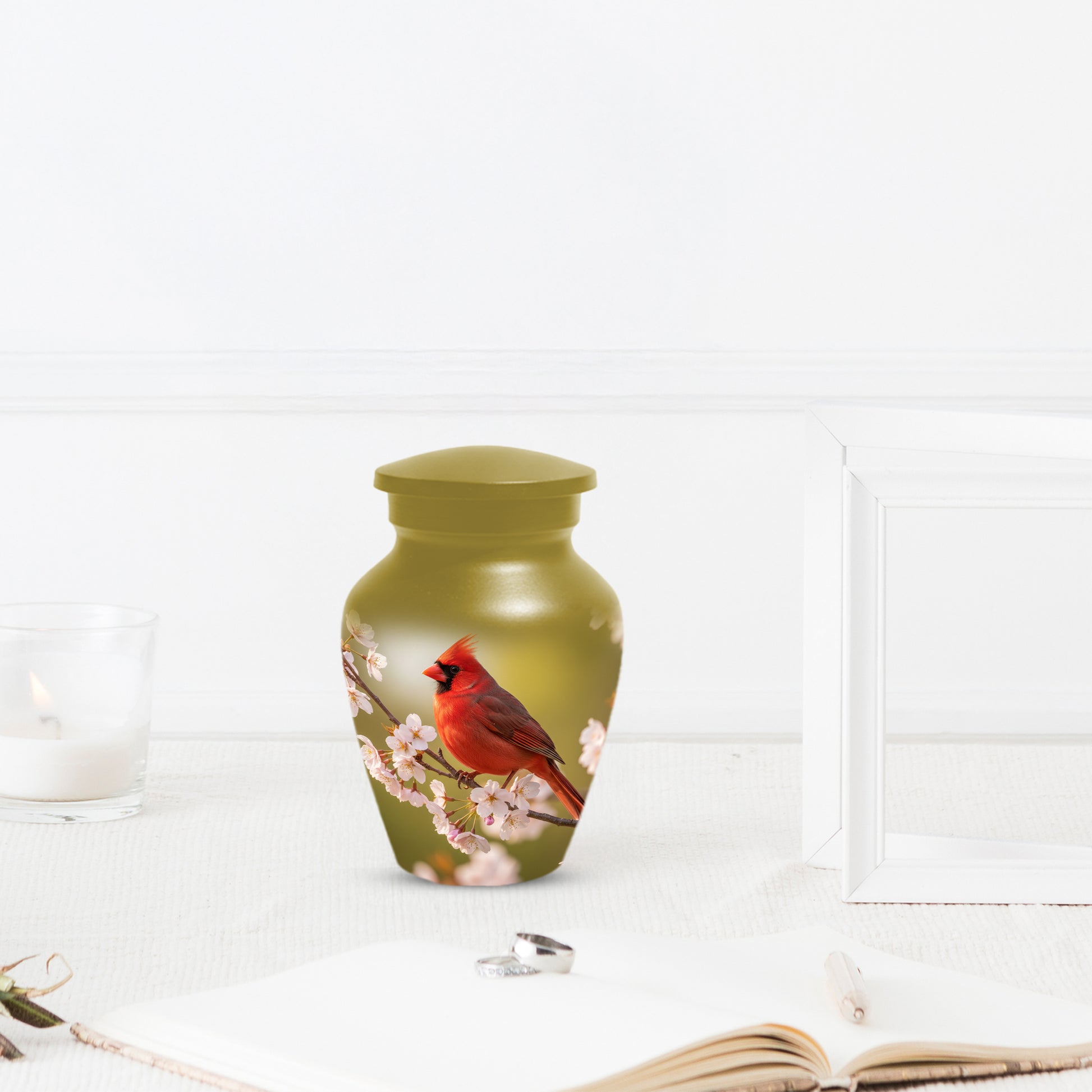 Cardinal Bird Cremation Urn for Human Ashes | Red Cardinal Memorial Adult Urn
