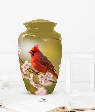 Cardinal Bird Cremation Urn for Human Ashes | Red Cardinal Memorial Adult Urn