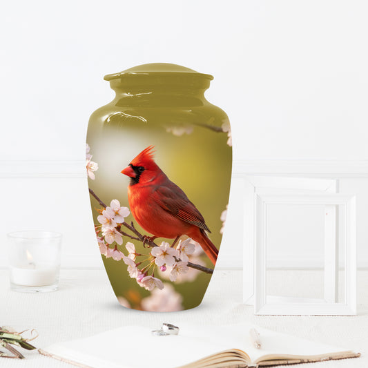 Cardinal Bird Cremation Urn for Human Ashes | Red Cardinal Memorial Adult Urn