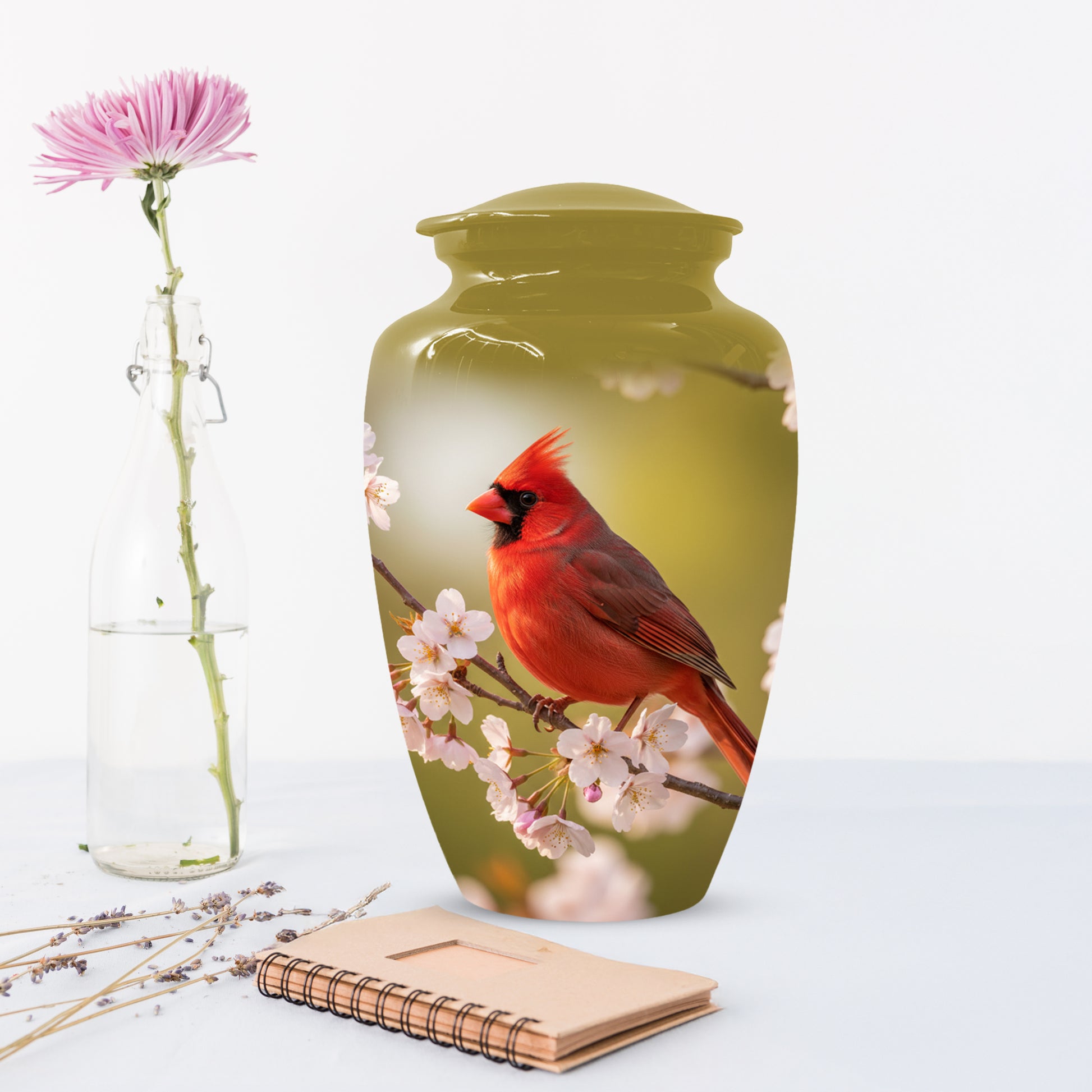 Cardinal Bird Cremation Urn for Human Ashes | Red Cardinal Memorial Adult Urn