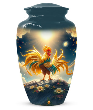 Rooster Memorial Urn for Ashes - Personalized Cremation Keepsake for Dad | Chicken Funeral Urns for Father