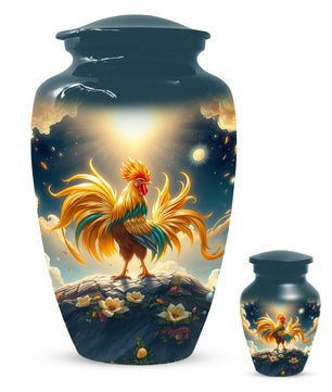 Rooster Memorial Urn for Ashes - Personalized Cremation Keepsake for Dad | Chicken Funeral Urns for Father