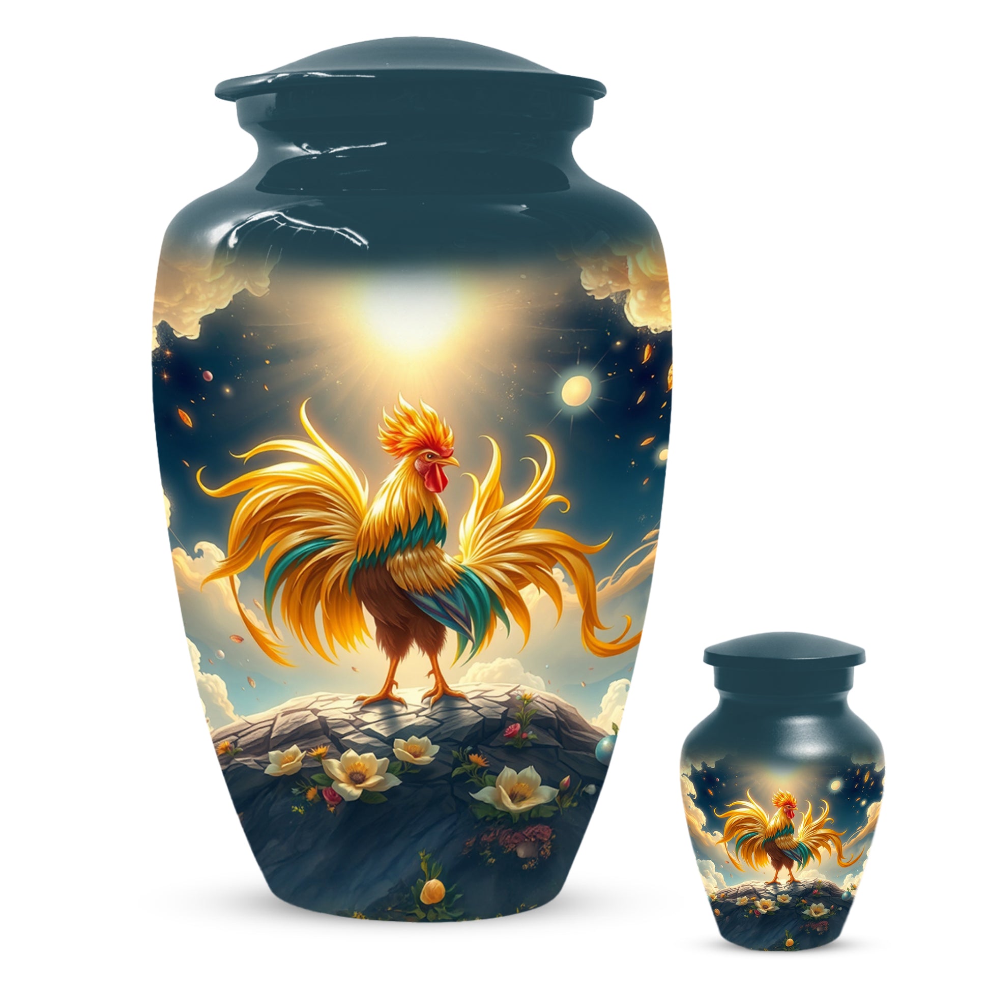 Rooster Memorial Urn for Ashes - Personalized Cremation Keepsake for Dad | Chicken Funeral Urns for Father