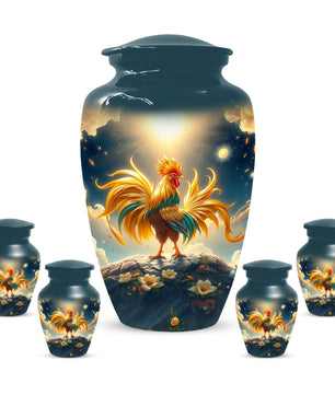 Rooster Memorial Urn for Ashes - Personalized Cremation Keepsake for Dad | Chicken Funeral Urns for Father