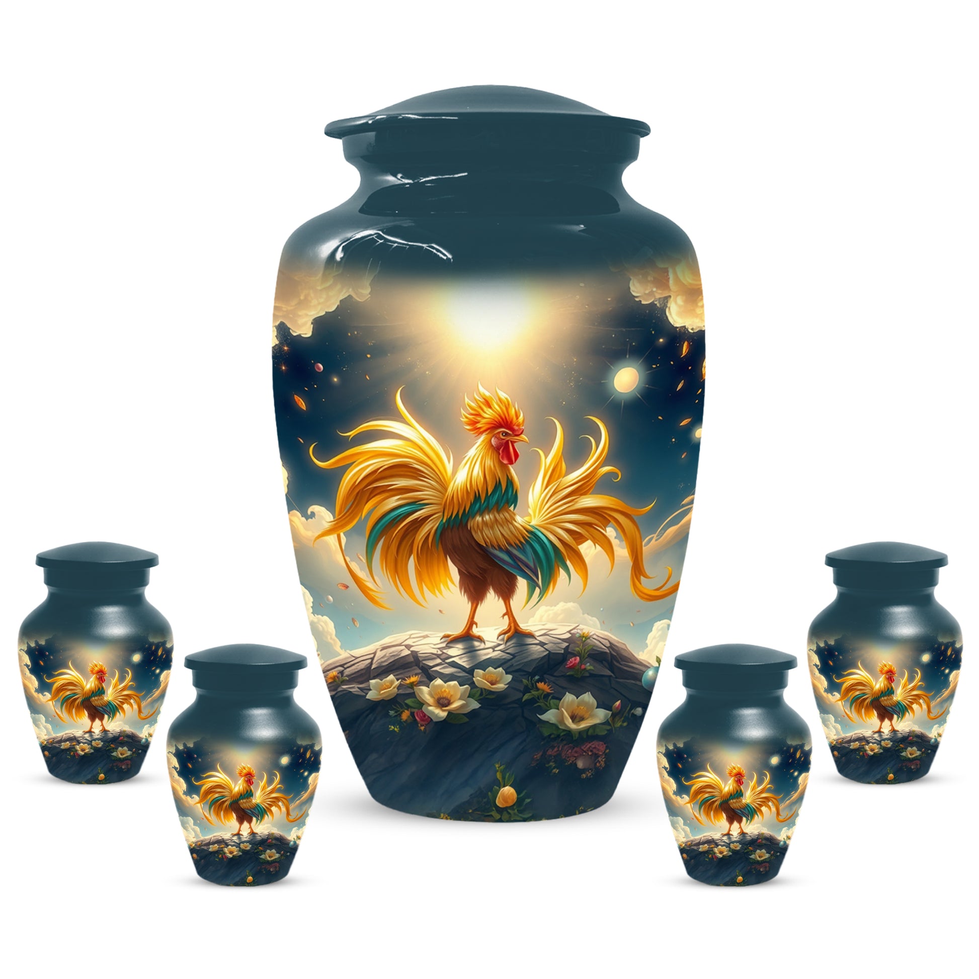Rooster Memorial Urn for Ashes - Personalized Cremation Keepsake for Dad | Chicken Funeral Urns for Father