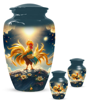 Rooster Memorial Urn for Ashes - Personalized Cremation Keepsake for Dad | Chicken Funeral Urns for Father