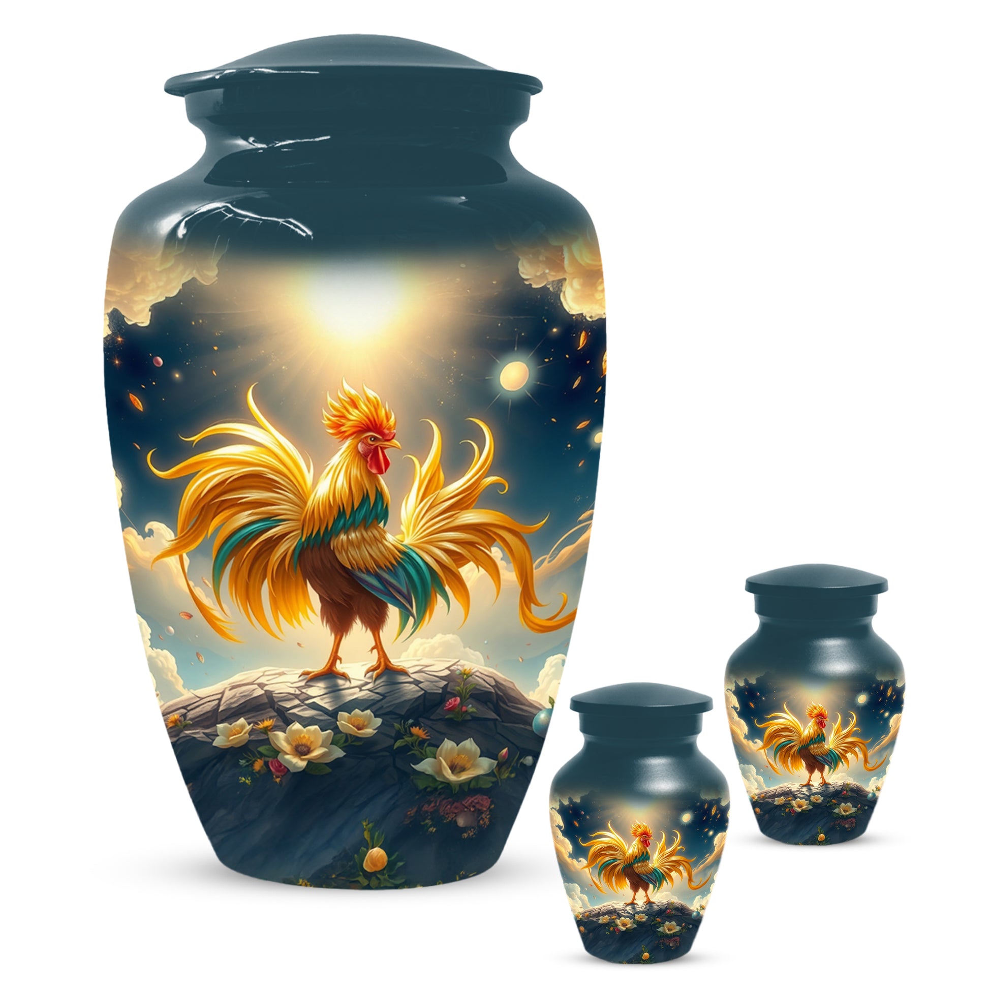 Rooster Memorial Urn for Ashes - Personalized Cremation Keepsake for Dad | Chicken Funeral Urns for Father