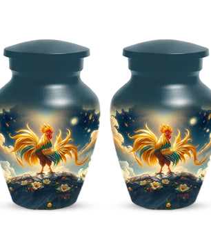 Rooster Memorial Urn for Ashes - Personalized Cremation Keepsake for Dad | Chicken Funeral Urns for Father